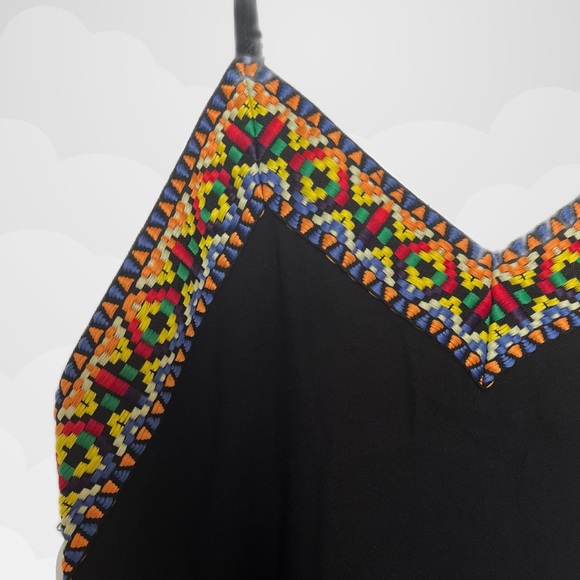 Embroidered V Neck Spaghetti Strap Mini Dress - Picture 2 of 3